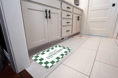 Custom Last Name Memory Foam Bath Mat - Green