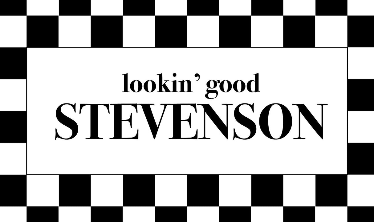 Custom Last Name Memory Foam Bath Mat - Black and White