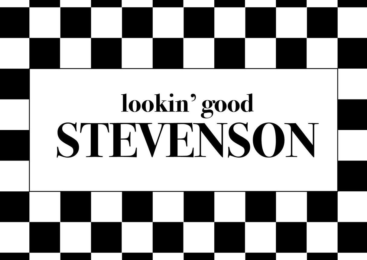 Custom Last Name Memory Foam Bath Mat - Black and White