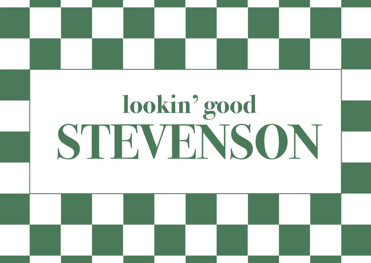 Custom Last Name Memory Foam Bath Mat - Green