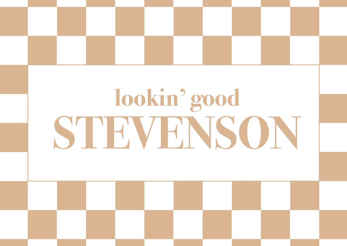 Custom Last Name Memory Foam Bath Mat - Tan