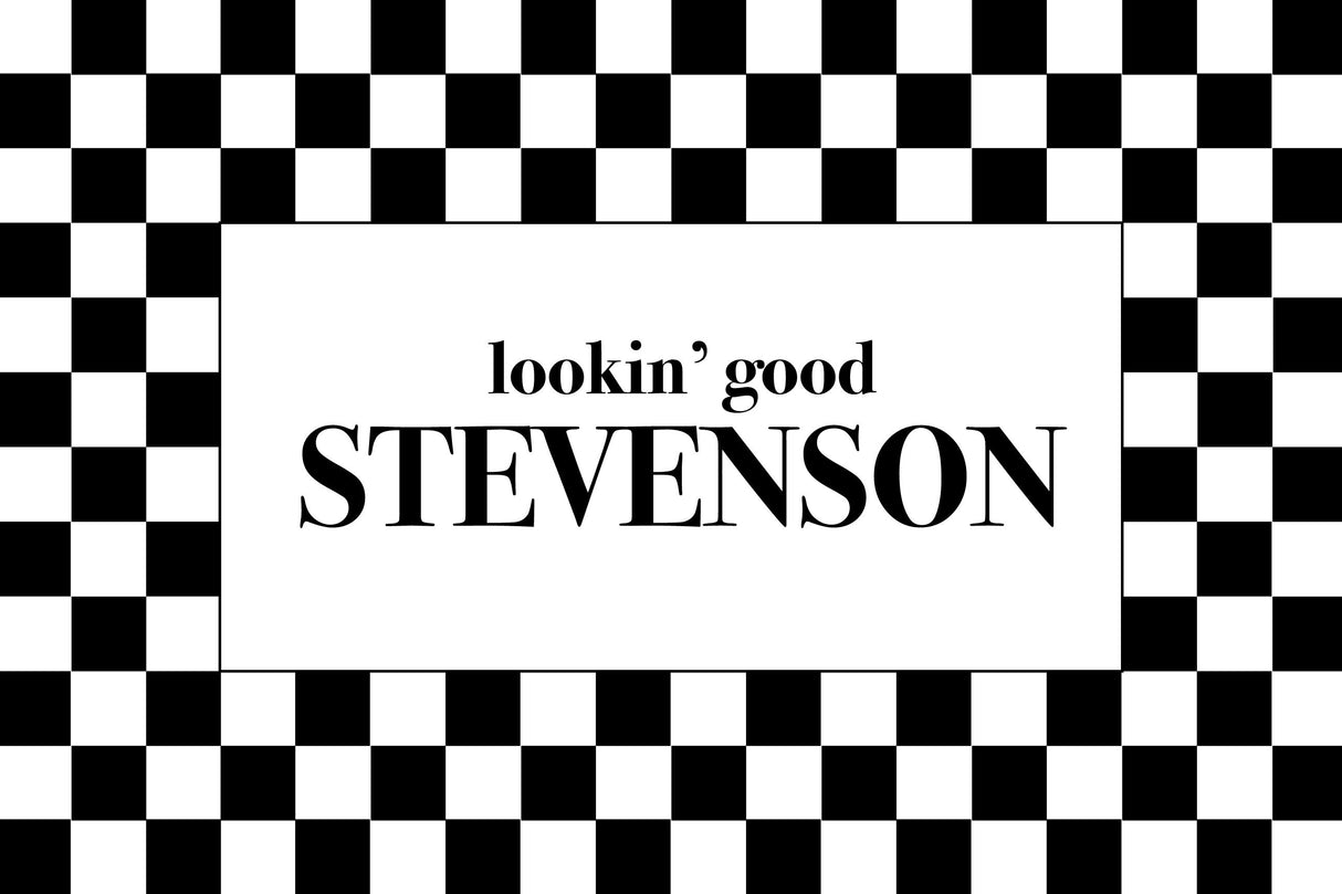 Custom Last Name Memory Foam Bath Mat - Black and White