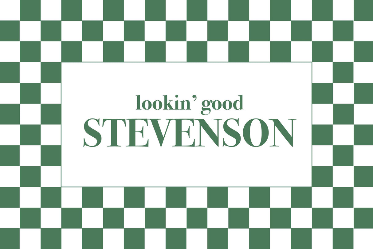 Custom Last Name Memory Foam Bath Mat - Green