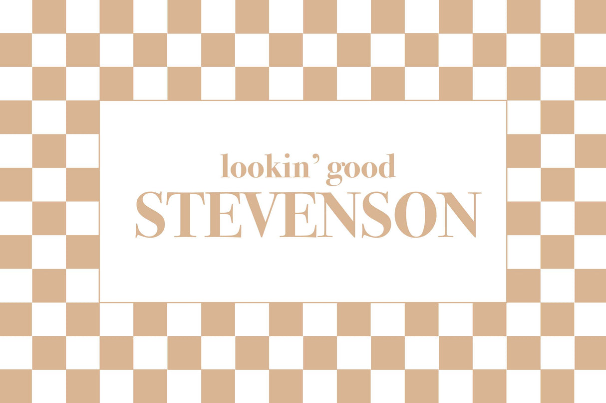 Custom Last Name Memory Foam Bath Mat - Tan