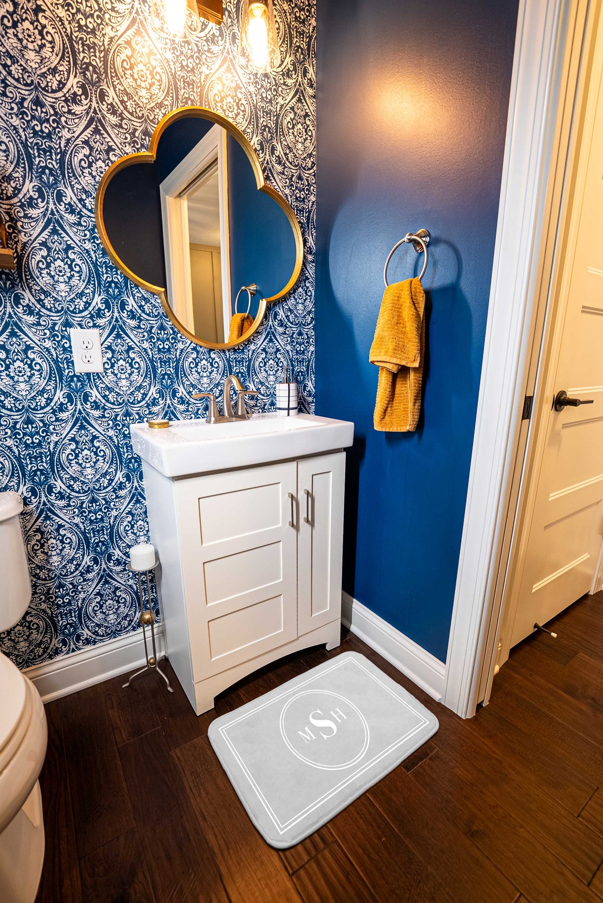 Custom Monogram Memory Foam Bath Mat - Gray