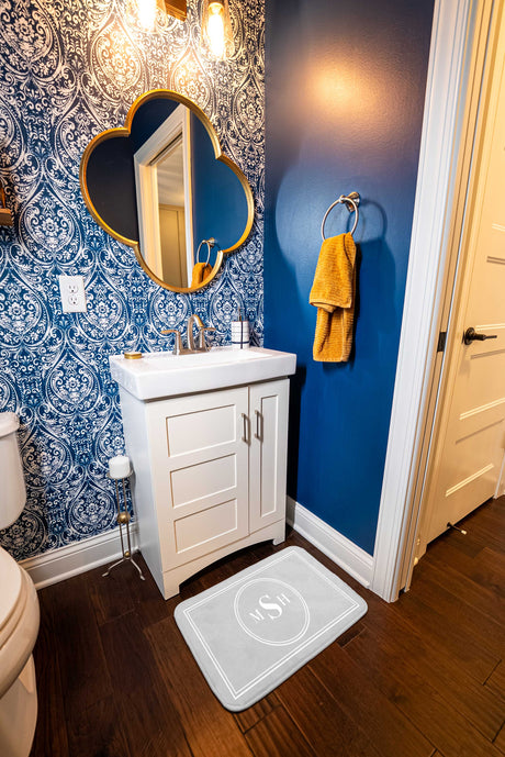 Custom Monogram Memory Foam Bath Mat - Gray