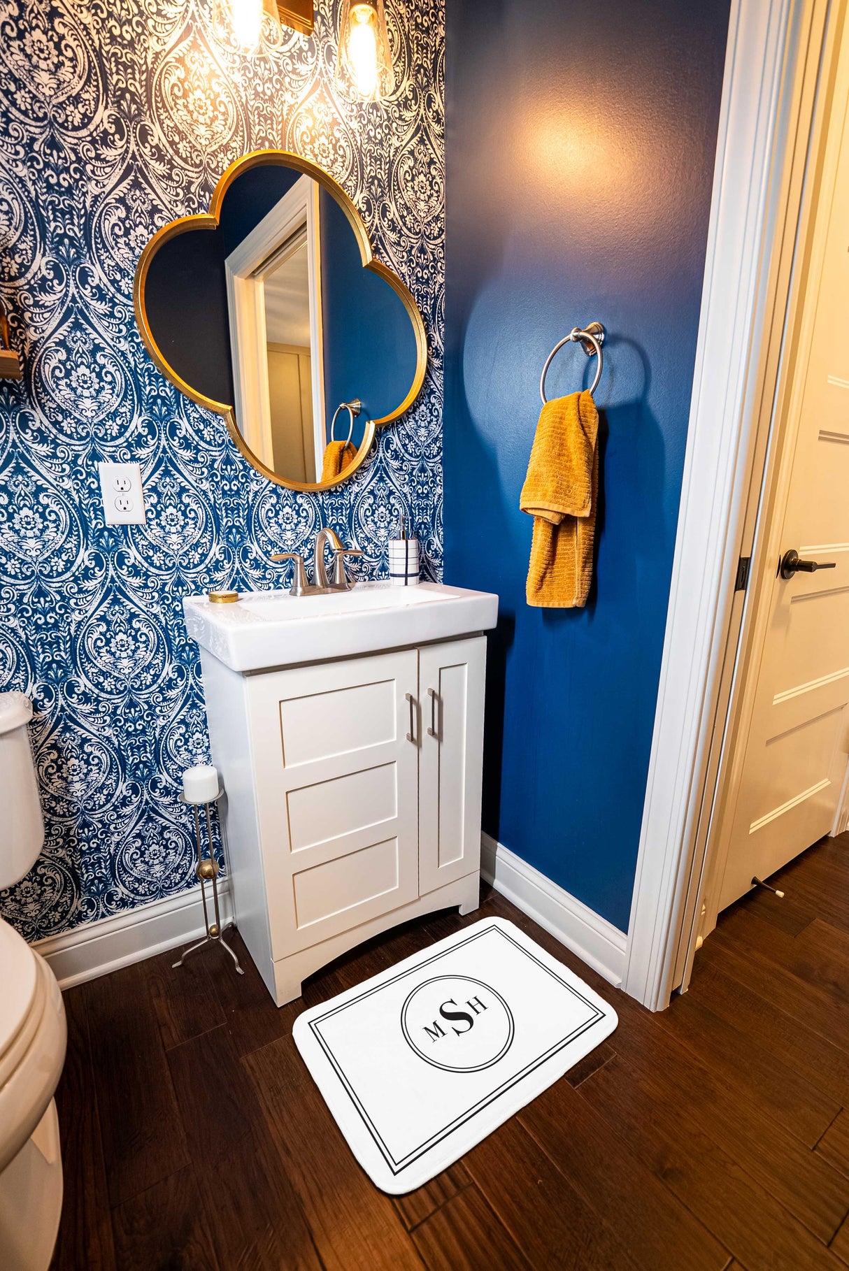 Custom Monogram Memory Foam Bath Mat - White