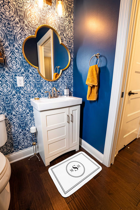 Custom Monogram Memory Foam Bath Mat - White