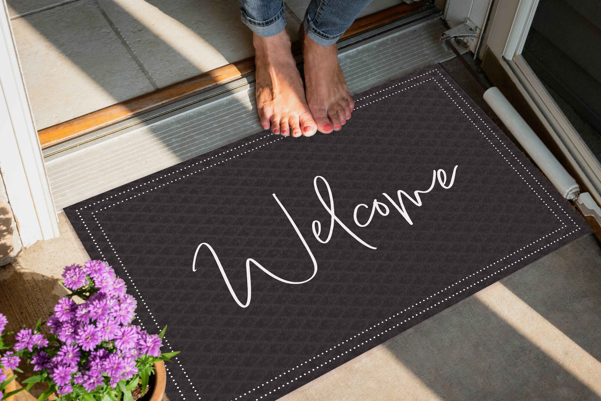 Black Welcome Exterior Berber Impressions Mat
