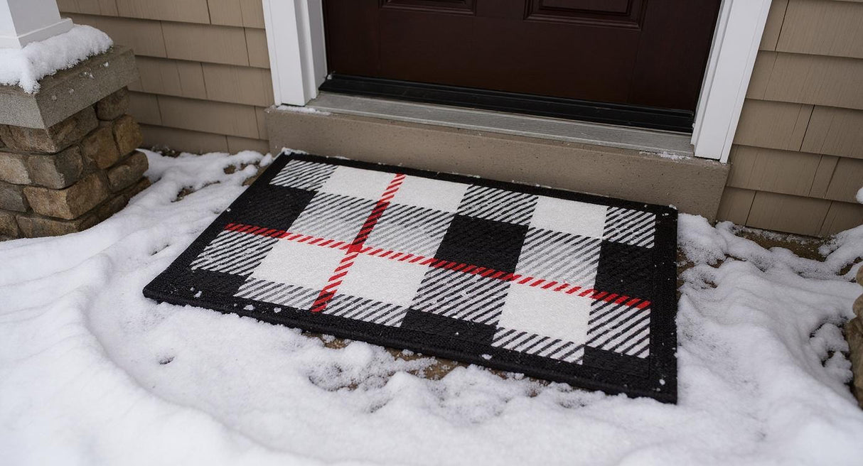 Black and Red Plaid Berber Impressions Mat