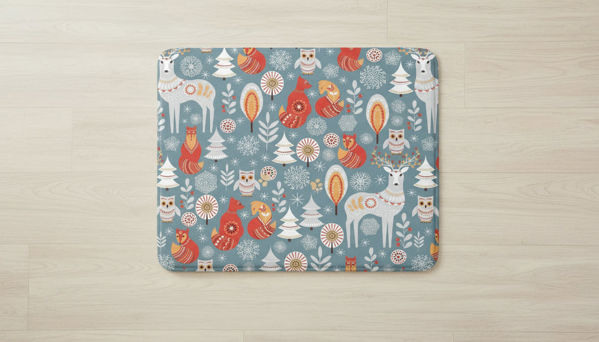 Folklore Animals Memory Foam Bath Mat