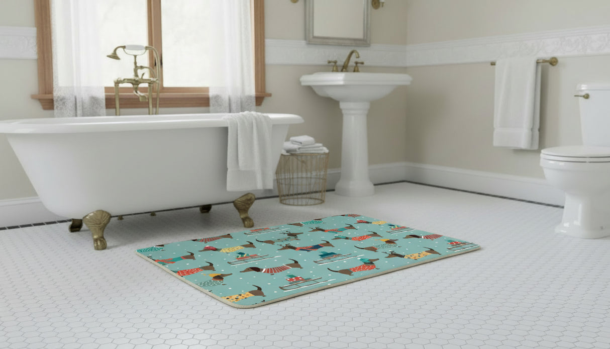 Sledding Dogs Memory Foam Bath Mat