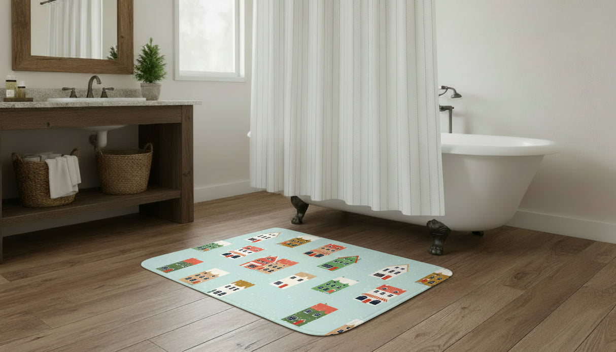 Winter Towns Memory Foam Bath Mat