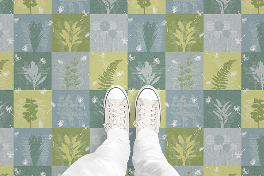 Botanical Squares (P1402) Custom Printed Vinyl Flooring Design