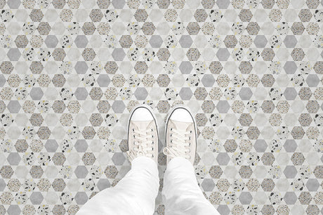 Honeycomb Terrazzo (P1709) Custom Printed Vinyl Flooring Design