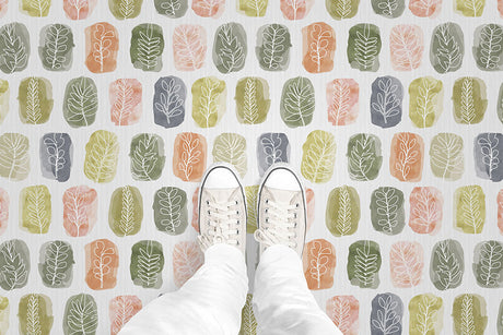Watercolor Leaf Stamp (P635) Custom Printed Vinyl Flooring Design