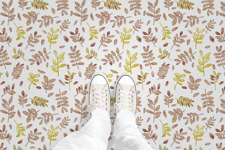 Watercolor Tossed Leaves (P638) Custom Printed Vinyl Flooring Design
