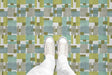 Woven Rectangle Overlay (P811) Custom Printed Vinyl Flooring Design
