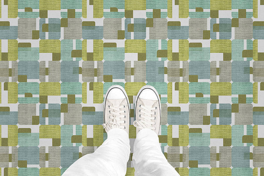 Woven Rectangle Overlay (P811) Custom Printed Vinyl Flooring Design