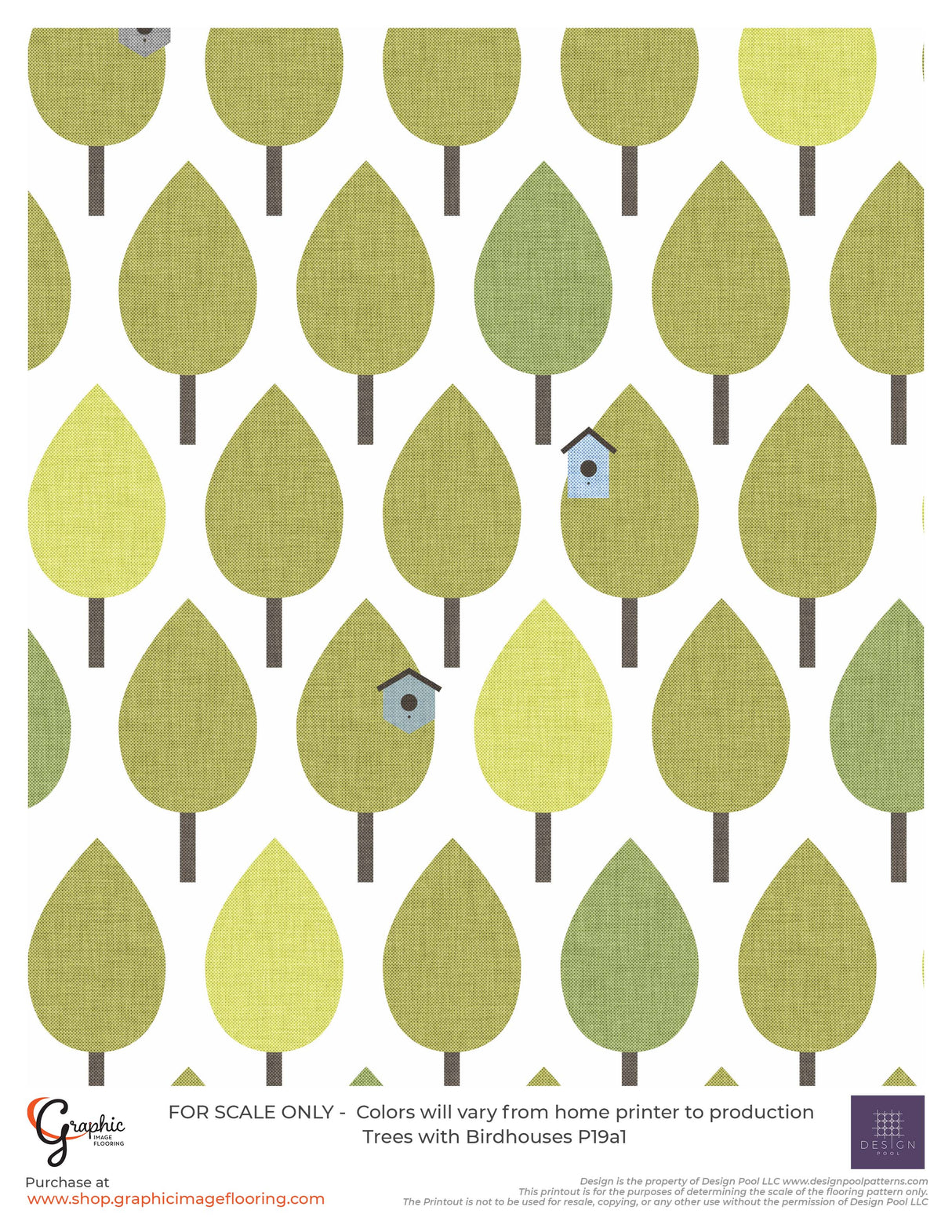 Trees with Birdhouses (P19) Custom Printed Vinyl Flooring Design