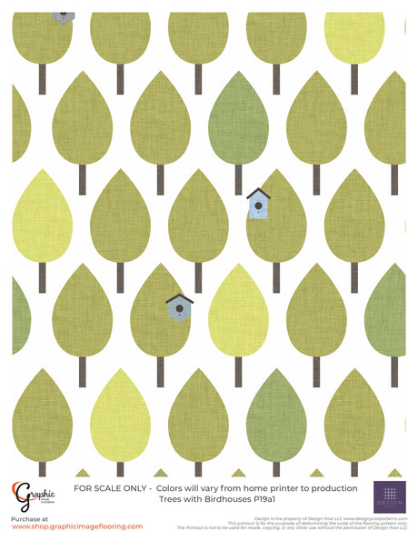 Trees with Birdhouses (P19) Custom Printed Vinyl Flooring Design