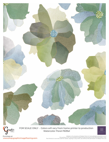 Watecolor Floral (P639) Custom Printed Vinyl Flooring Design