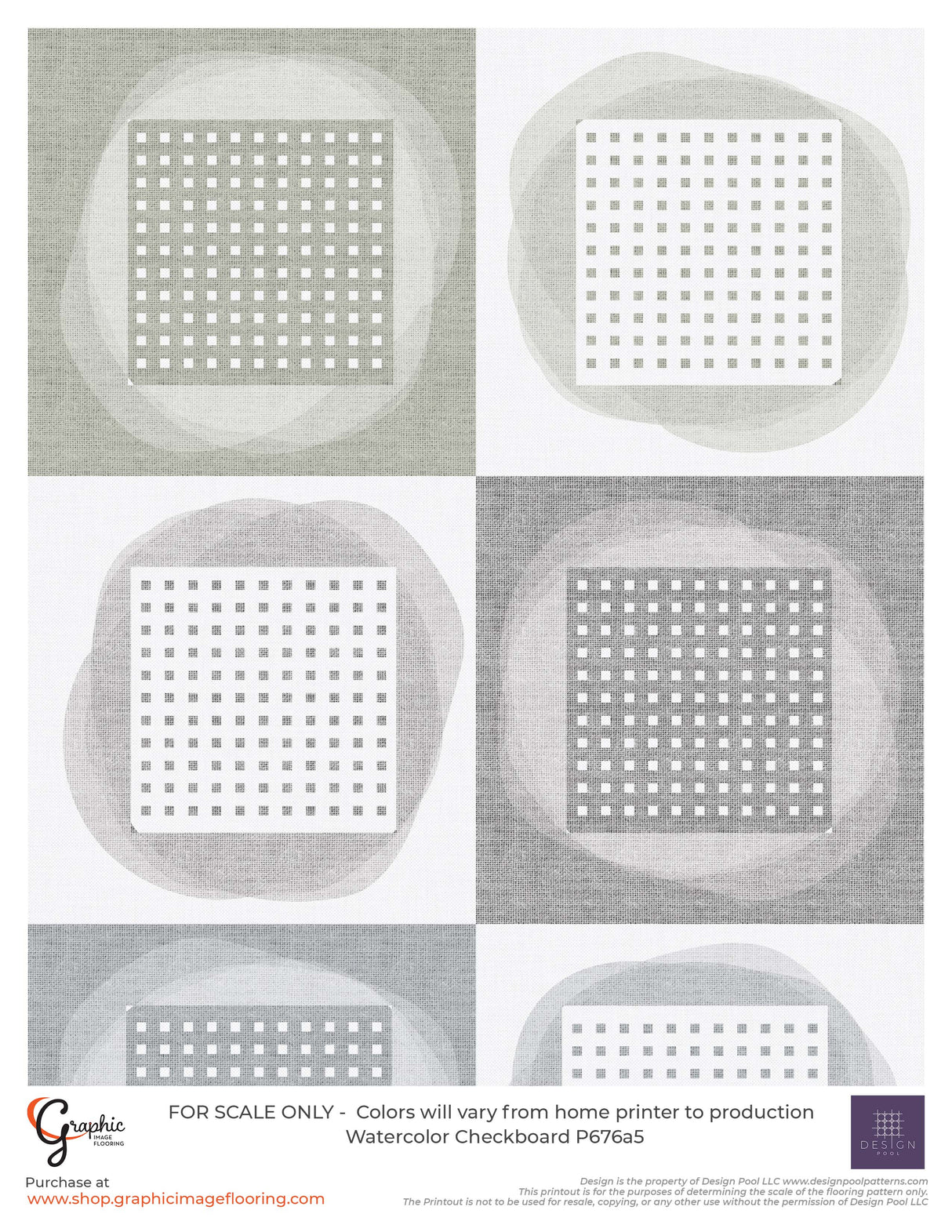 Watercolor Checkboard (P676) Custom Printed Vinyl Flooring Design