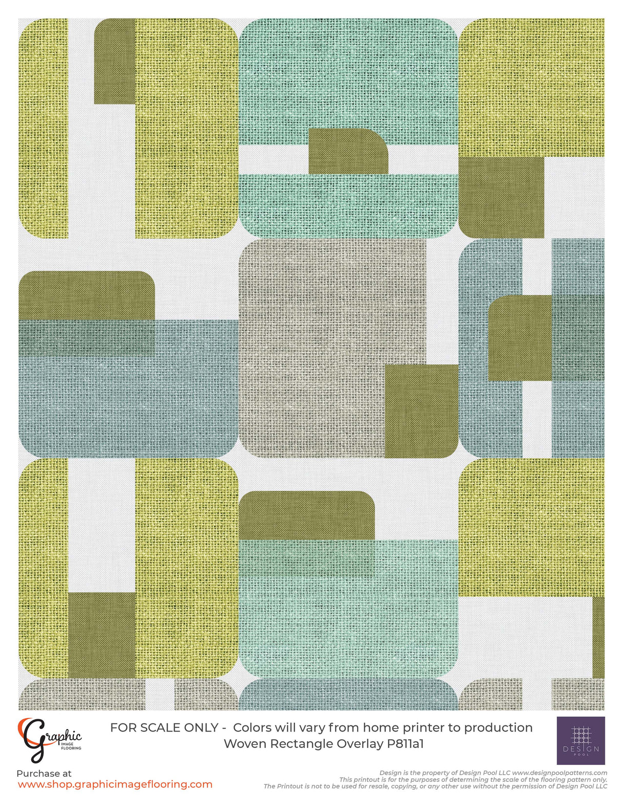 Woven Rectangle Overlay (P811) Custom Printed Vinyl Flooring Design