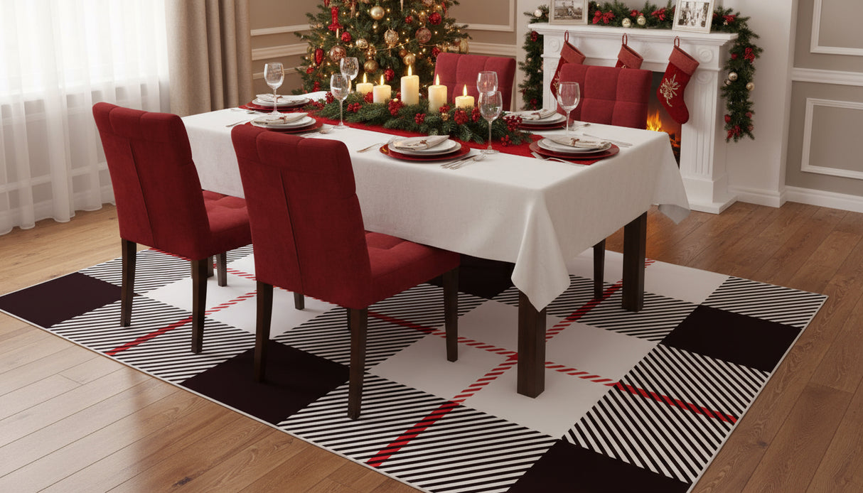 Black and Red Plaid Vinyl Mat