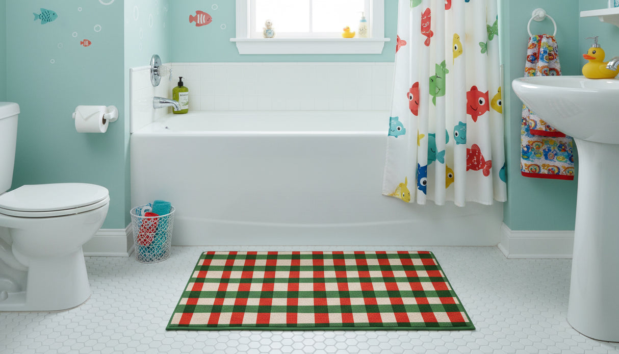 Candy Cane Plaid Vinyl Mat