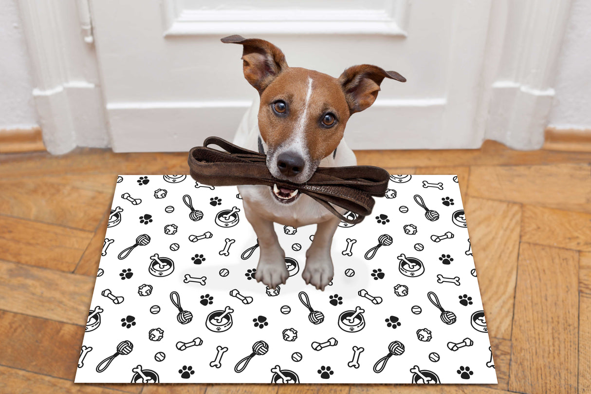 Black & White Dog Berber Mat