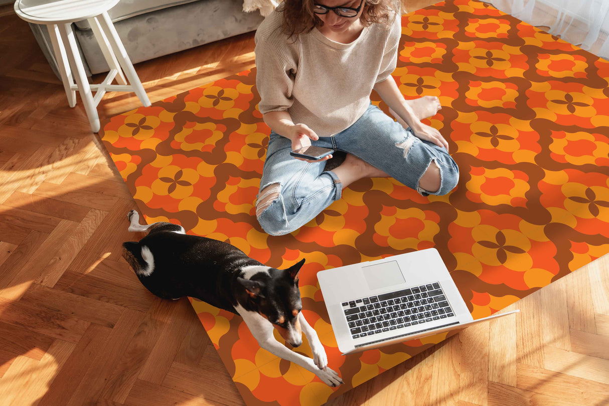 Vintage Retro Tile Vinyl Mat