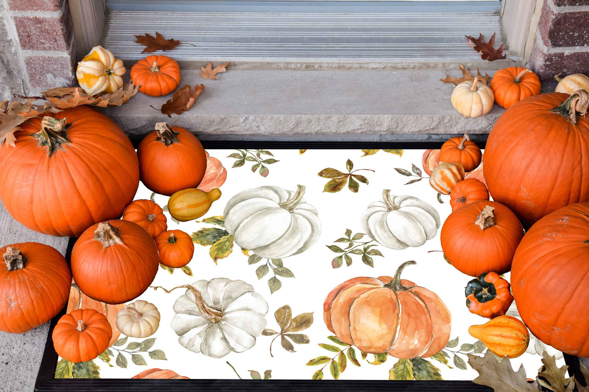 White Pumpkins Entry Mat