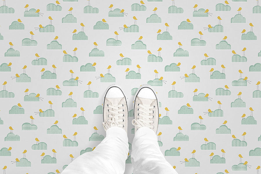 Birds on Clouds (P215) Custom Printed Vinyl Flooring Design