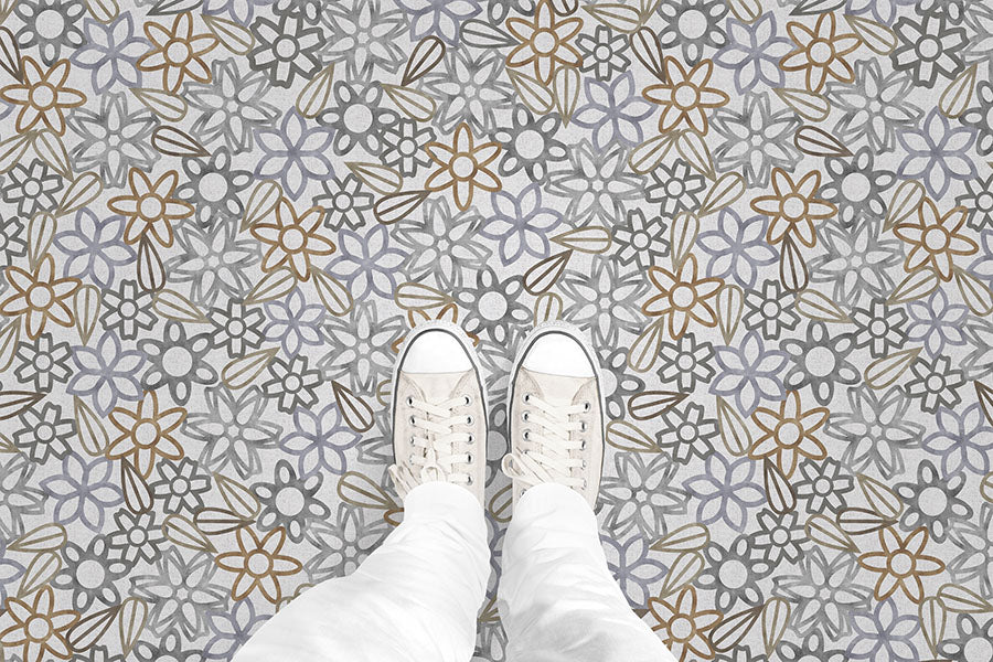 Floral Lace with Leaves (P389) Custom Printed Vinyl Flooring Design