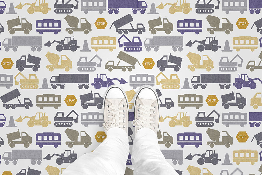 Diggers and Trucks (P532) Custom Printed Vinyl Flooring Design