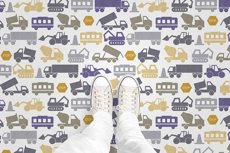 Diggers and Trucks (P532) Custom Printed Vinyl Flooring Design